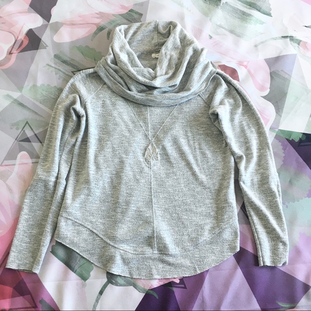 Gray Cowl Neck Sweater